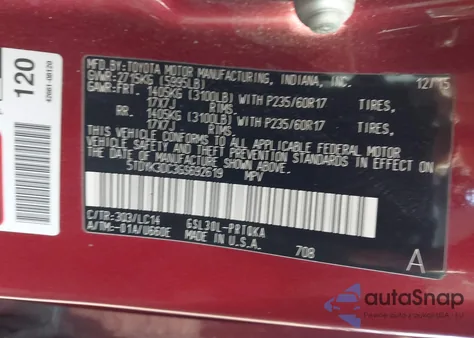 2016 Toyota Sienna Xle 8 Passenger z USA, uszkodzony, nr VIN 5TDYK3DC3GS692619